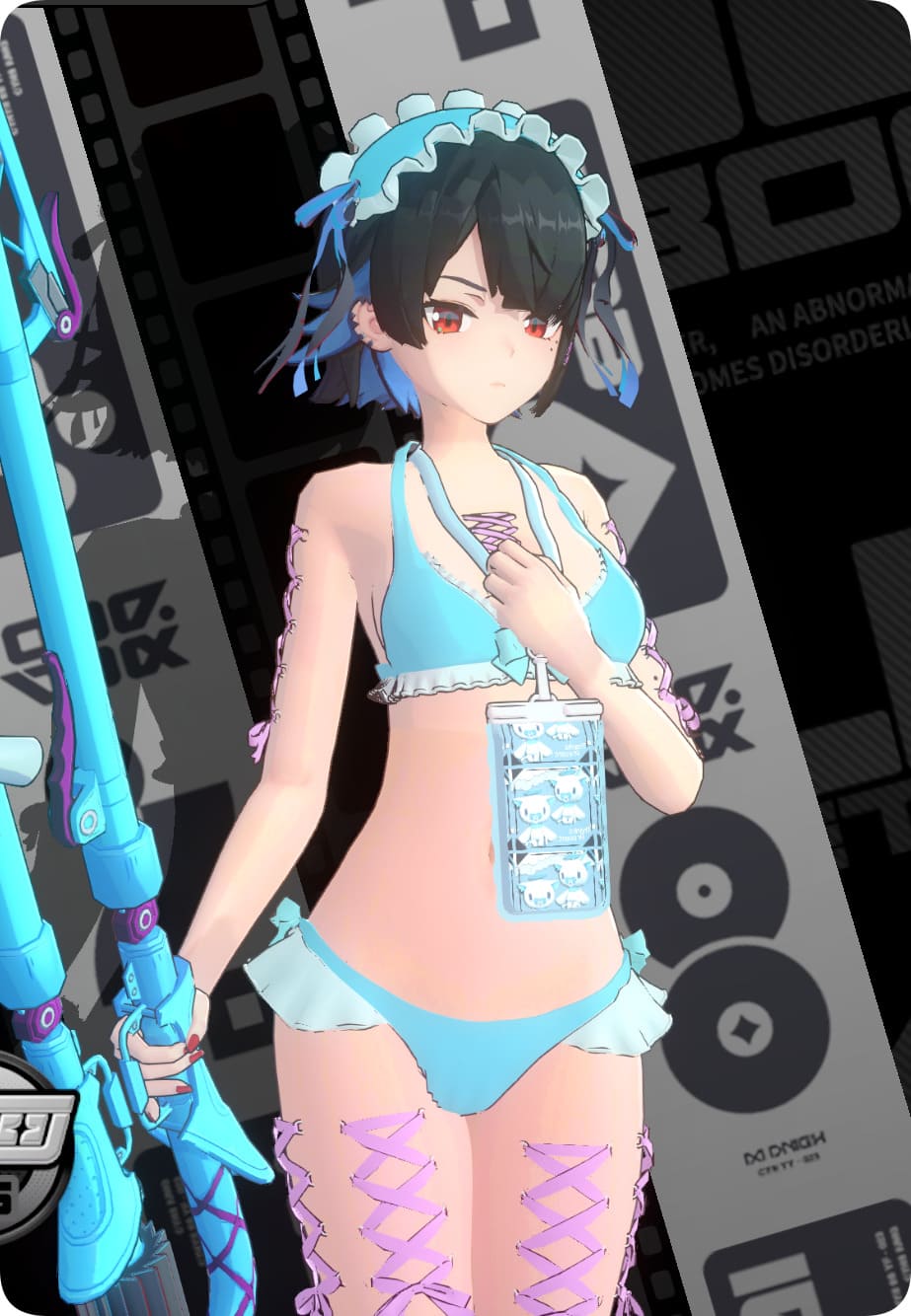 艾莲 蓝色泳装